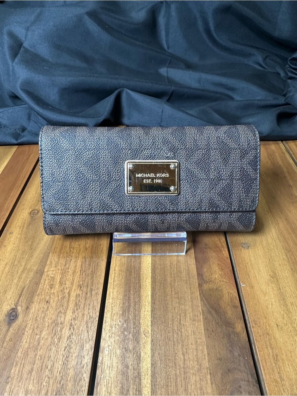 Michael Kors Dark Brown Wallet with Gold Accents